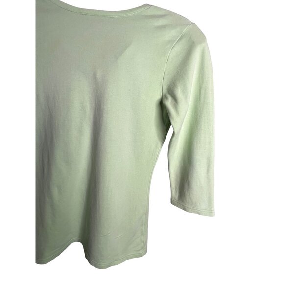 Christine Alexander Women's V-Neck Top W/Rhinestones Small Light Green 3/4 Sleev - Picture 7 of 9